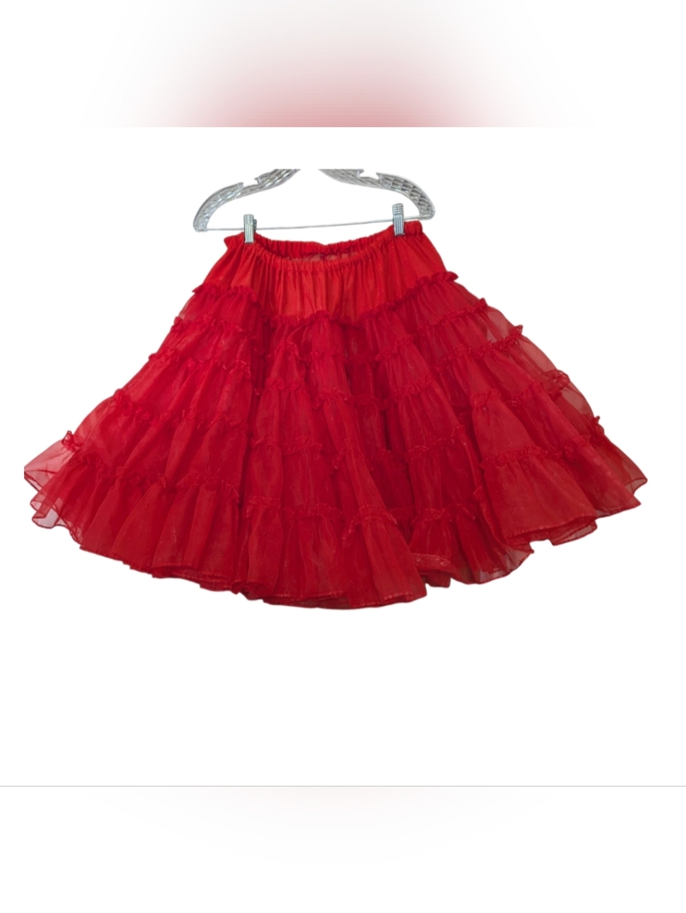 Vtg 50s Fashion Magic Red Crinoline Petticoat Skirt Layered Tulle MCM Sm/Md - Picture 2 of 12